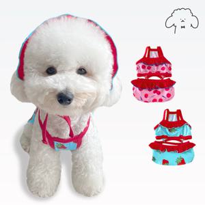 반려동물 강아지 수영복 자외선 차단 냉감 기능성 멍키니 휴가룩 (세트 수영모 구성)