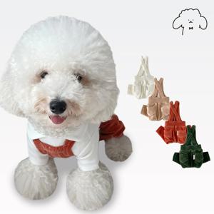 반려동물 골덴 꼬마 바지 멜빵바지 코듀로이 겨울코디 S-2XL, 4 colors