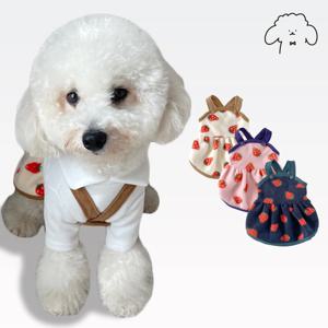 반려동물 강아지 딸기 후리스 원피스 가을옷 파티룩 S-2XL, 3 colors