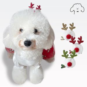 강아지핀 크리스마스 코스튬 루돌프 퍼 집게핀 헤어핀 3 colors