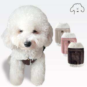 반려동물 강아지 골덴 하네스 뽀글이털 무스탕 겨울 조끼 S-2XL, 3 colors