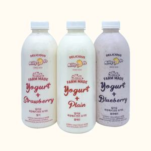 1등급 친환경 무항생제 원유 목장에서 만든 요거트 1000ml 3종(플레인,딸기,블루베리)