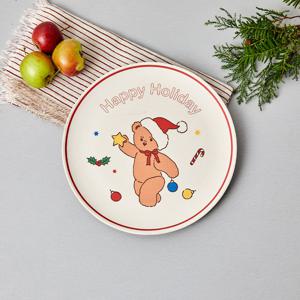 메리베어 크리스마스 뱀부파이버 원형접시 D20 베어