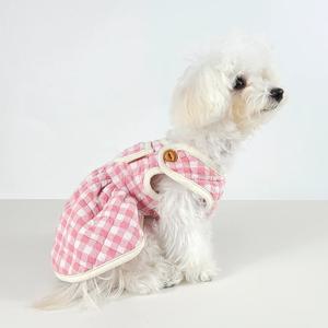 반려동물 고방 체크 원피스 S-XL, 1 colors