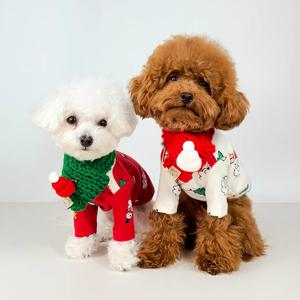반려동물 해피 크리스마스 산타 내복 강아지티셔츠 S-2XL, 2 colors