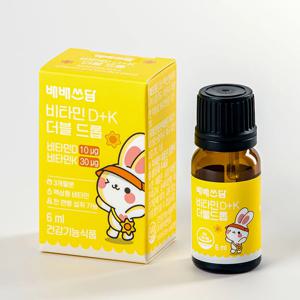 배배쓰담 비타민D 비타민K 드롭 어린이 아기 영 유아 400IU 6ml, 1개