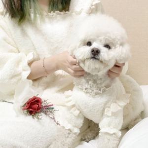 반려동물 커플룩 보아털 레이스 잠옷 견주 원피스 Free size, 1 color