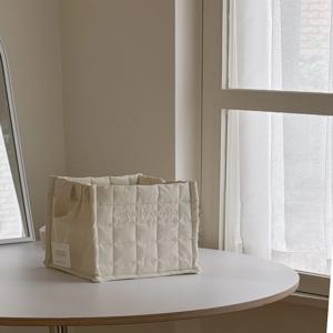 우유 누빔 패브릭 바스켓 장난감  보관함 천 정사각형 바구니 : 아이보리