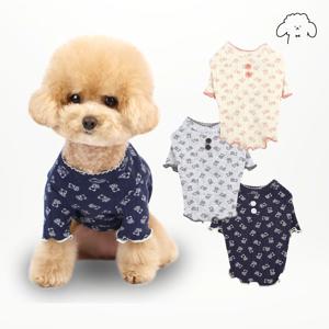 반려동물 강아지옷 곰패턴 물결 티셔츠 S-2XL, 3colors