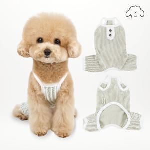 반려동물 강아지옷 꼬부랑 줄무늬 올인원 나시 여름 우주복 S-XL, 1color