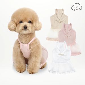 반려동물 강아지옷 쁘리띠 리본 원피스 나시 치마 XS-XL, 3colors