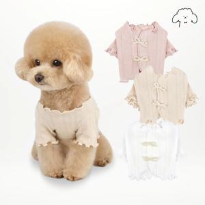 반려동물 강아지옷 쁘리띠 리본 크롭기장 티셔츠 XS-XL, 3colors