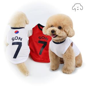 반려동물 강아지옷 축구복 쿨나시 태극싸커 민소매 티셔츠 S-2XL, 2colors