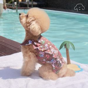 반려동물 강아지 수영복 퐁퐁베어 올인원 스윔웨어 수트 래쉬가드 S-XL, 2colors