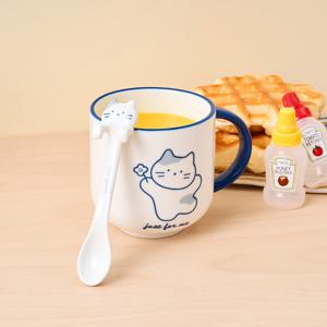 햅삐데이 밀크캣 머그컵 스푼 SET 350ml