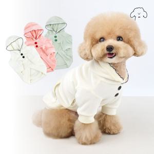 반려동물 투버튼 벨벳후드 티셔츠 S-2XL, 3colors