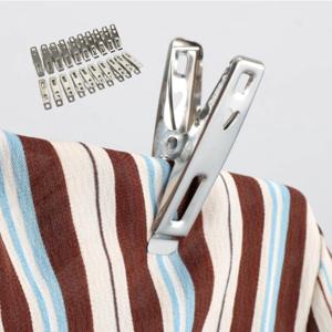 스테인리스 다용도 납작모양 클립 만능 이불 빨래 고정 집게 20p