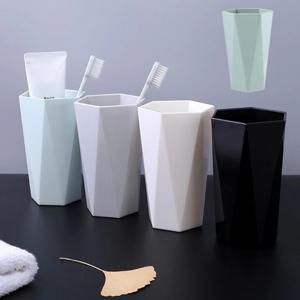 욕실 인테리어 모던 양치도구 엣지 육각 칫솔꽂이 플라스틱 양치컵