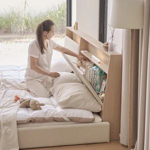 슬림업 LED 수납 패브릭 가죽 저상형 패밀리 침대 오픈형