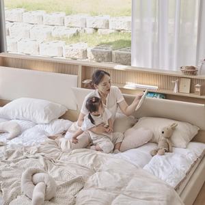 슬림업 LED 수납 패브릭 가죽 저상형 패밀리 침대 밸런스형