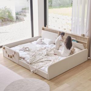 슬림업 LED 수납 패브릭 가죽 저상형 패밀리 침대 네스트형