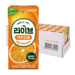 서울우유 리이브 제주감귤 190mlx24개