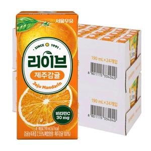 서울우유 리이브 제주감귤 190mlx48개