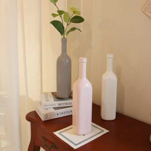 빈티지 세라믹 목 긴 스타일 사각 화병 도자기 오브제 인테리어 소품 L -3color