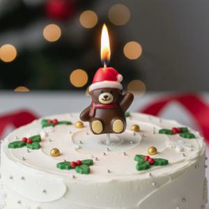 크리스마스 산타 곰돌이초 모자 곰돌초 곰돌이 양초 케이크 장식