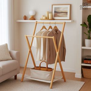 인테리어 미니 접이식 스탠드 행거 드레스룸 틈새 행거 원목 옷걸이 모자 가방 걸이 원룸