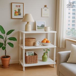 3단 거실 수납장 인테리어 거실장 사이드 협탁 테이블 선반 장식장 우드 진열장 원목 선반장