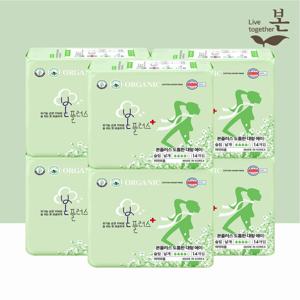 본플러스 국내제조 유기농 순면 생리대 대형 14P, 6팩