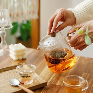 직화 내열유리 티포트 거름망 우드노브 손잡이 티팟 700ml