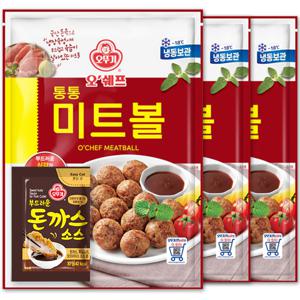 오쉐프 통통 미트볼 (돼지고기 70.04) 1kg x 3봉+(증정)소스 10개
