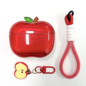 사과 에어팟케이스 에어팟프로 1세대 2세대 반투명 젤리 키링 스트랩 포함