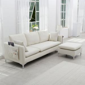 몬스터 기능성 패브릭 아쿠아텍스 생활방수 2인용 3인용 소파 다리 아이보리 + 스툴 포함