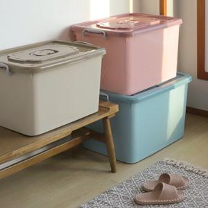뚜껑 손잡이 대형 플라스틱 리빙박스 다용도정리함 팬트리 소품정리 바스켓 수납함