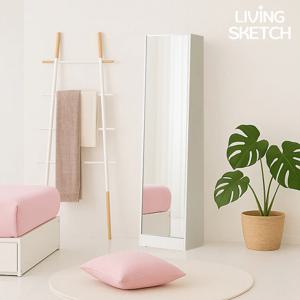 랑데뷰 400 전신거울 수납장 사각 틈새 수납 높은 미러장 원룸 전신경 2colors