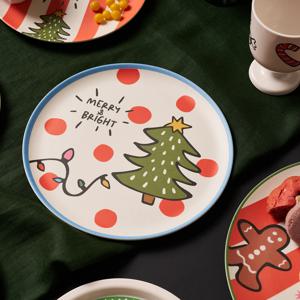 메리브라이트 크리스마스 뱀부파이버 원형접시 D22