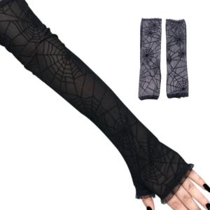 거미줄 무늬 레이스 망사 파티 클럽 이벤트 코스프레 시스루 반장갑 팔토시