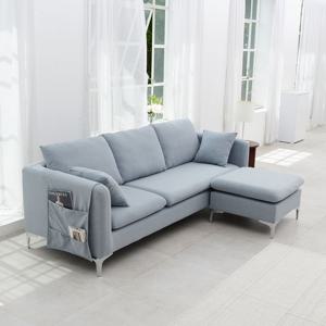 몬스터 기능성 패브릭 아쿠아텍스 3인용 소파 생활방수 다리 그레이 + 스툴 포함