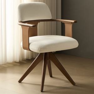 월넛색 원목 감성 회전 화장대 의자 고급 백랍목 인테리어 의자 자취생 신혼집 추천