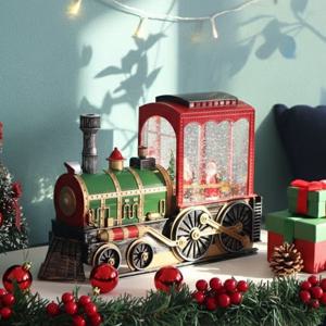 엔틱 크리스마스 산타 기차 오르골 led 무드등 스노우볼 선물