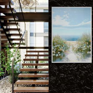 꽃과 모래가 만나는곳 알루미늄액자 꽃과 바다가 만난 지중해 풍경 포스터 그림액자