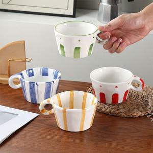 [해외] 북유럽 모던 줄무늬 세라믹 머그컵 홈카페 머그잔 커피잔 오브제머그 4colors