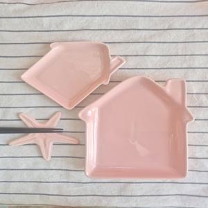 집모양 큰 접시 핑크