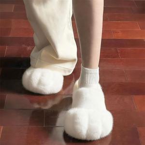 [해외] 모던 귀여운 고양이 발톱 겨울 실내화 거실 털실내화 슬리퍼 3color 3size