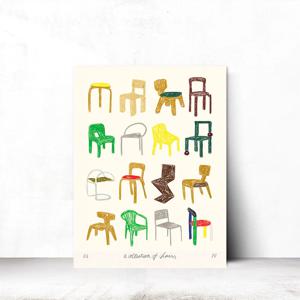 빈티지 가구 미드센추리 드로잉 포스터 거실 카페 인테리어액자 21x26cm