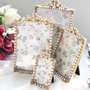 금테 진주 엔틱 탁상액자-사각 사이즈 선택