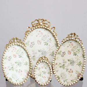 금테 진주 엔틱 탁상액자-타원 사이즈 선택